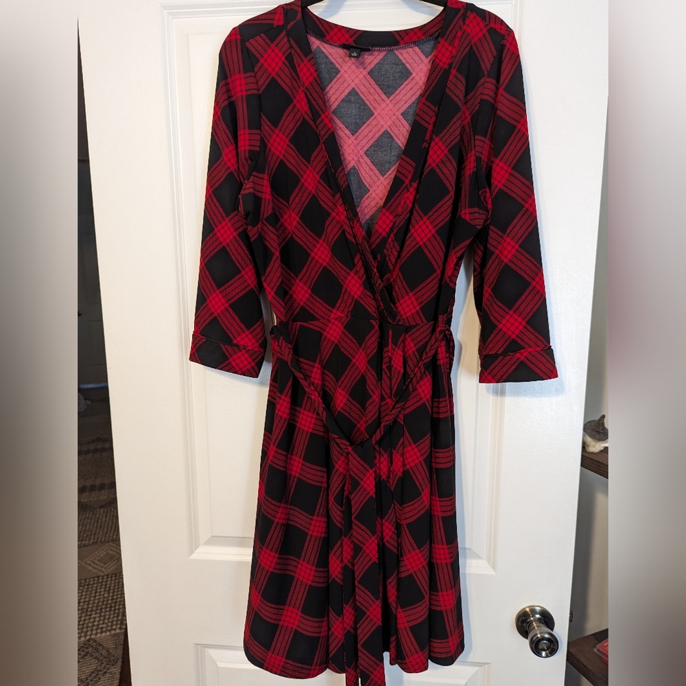 Torrid Red Plaid Skater Wrap Dress